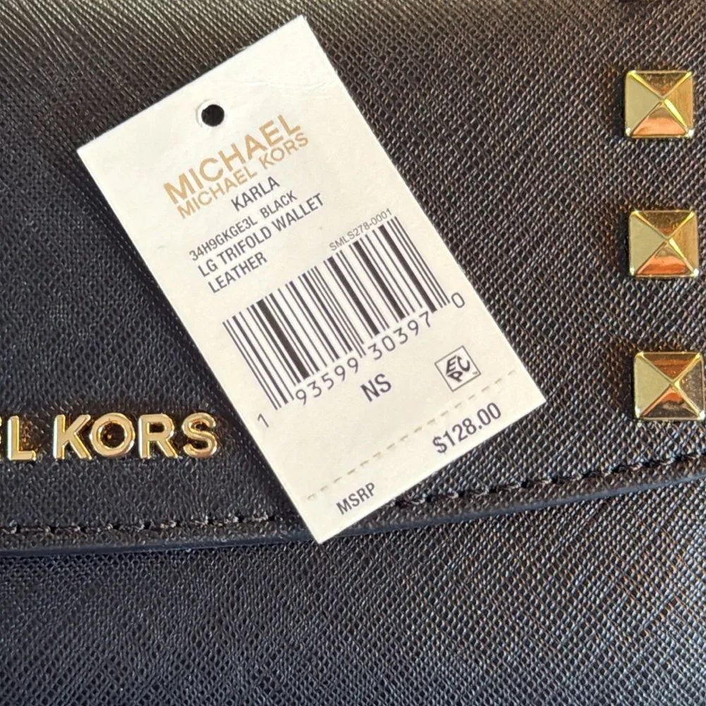 Michael Kors Karla Black Wallet with Gold Studs